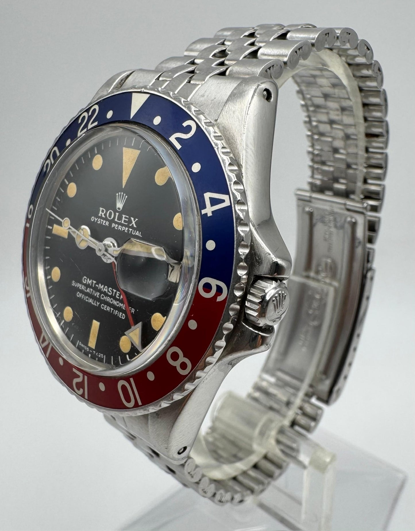 Rolex GMT-Master 1675 MK1 Long E Pepsi Insert Zinc Sulfide Yellow Patina Lume 1968