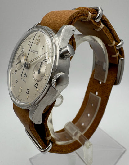 Lemania HS9 Monopusher Chronograph "RAN" Royal Australian Navy White Dial Extremely Rare ~1958 (Serviced)