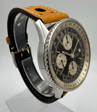 Breitling Old Navitimer Steel Automatic Chronograph Black Tritium Dial Patina 1985