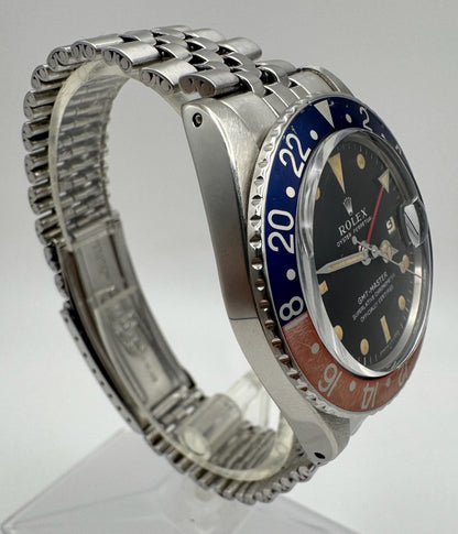 Rolex GMT-Master 1675 MK1 Long E Yellow Patina Pepsi Insert 1968