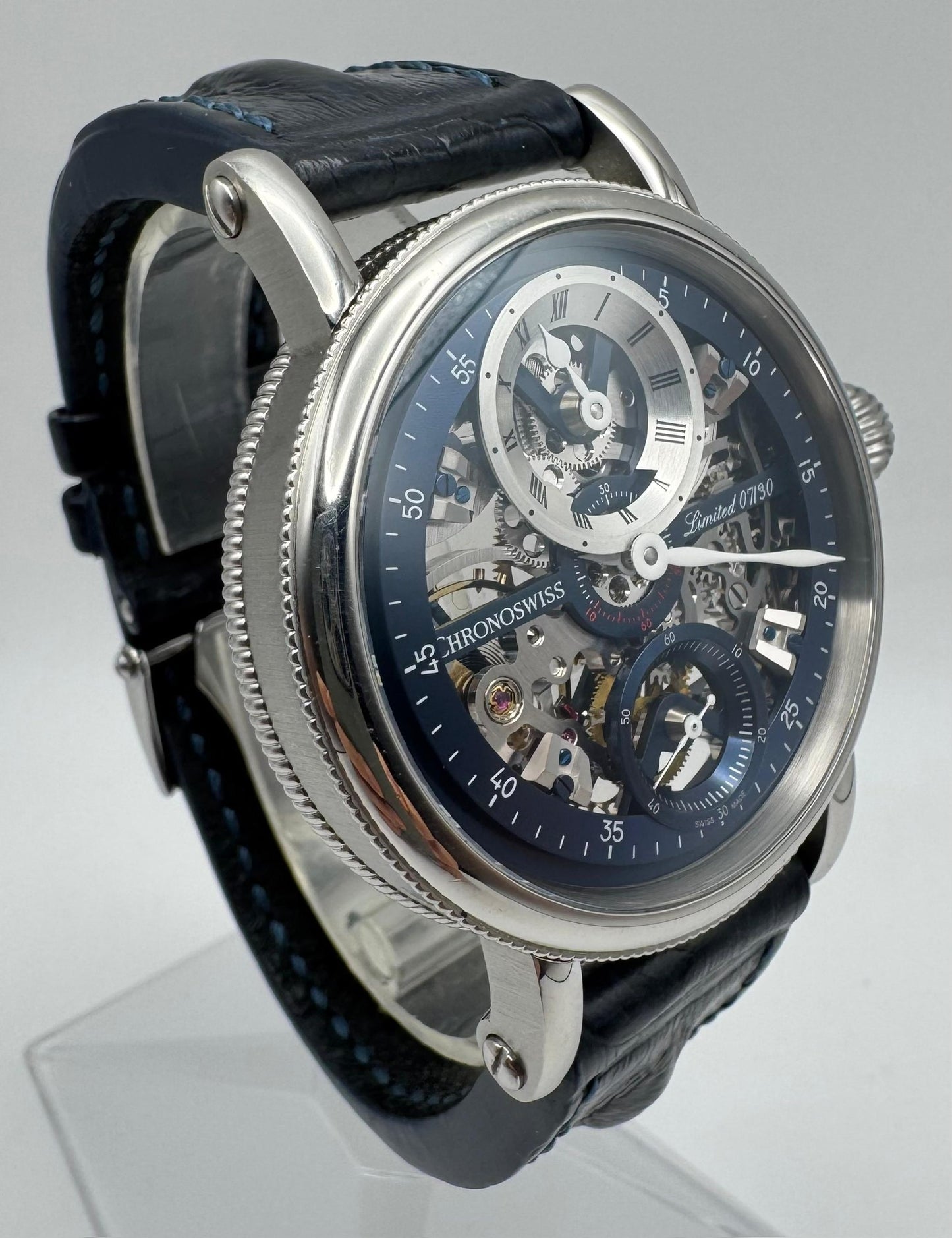 Chronoswiss Régulateur Flying Grand Regulator 44 Steel Manual Skeleton Dial Blue Bridges Ltd 30 Pieces (Unpolished)