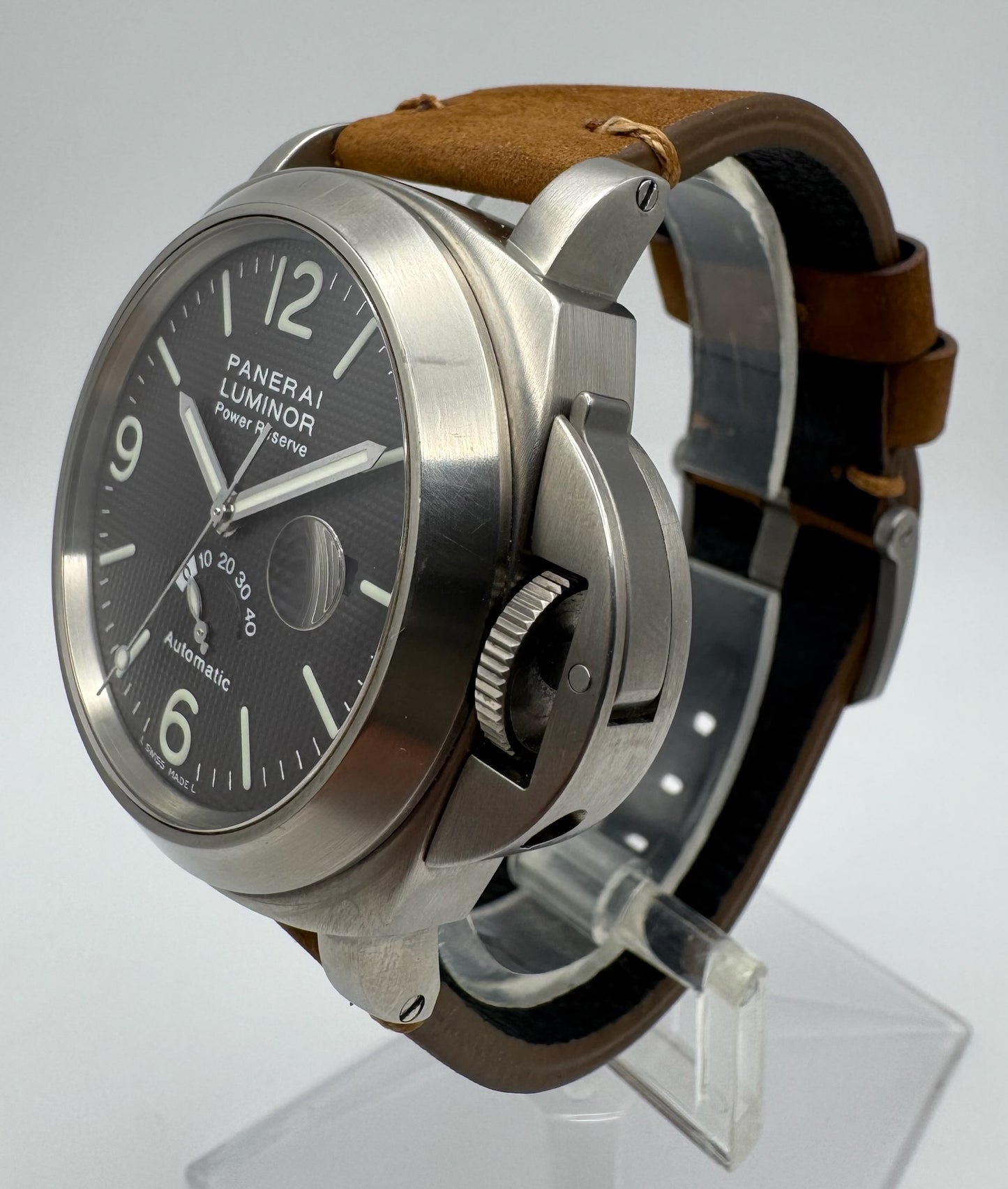 Panerai Luminor Power Reserve PAM57 Titanium Tobacco Dial Very Rare 2000 (Full-Set/Unpolished)