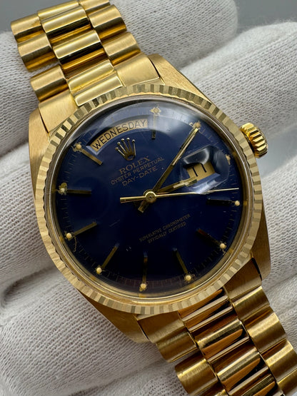 Rolex Day-Date 36 1803 Full Gold 18K Rare Blue Dial 1970 (Full-Set/Serviced)