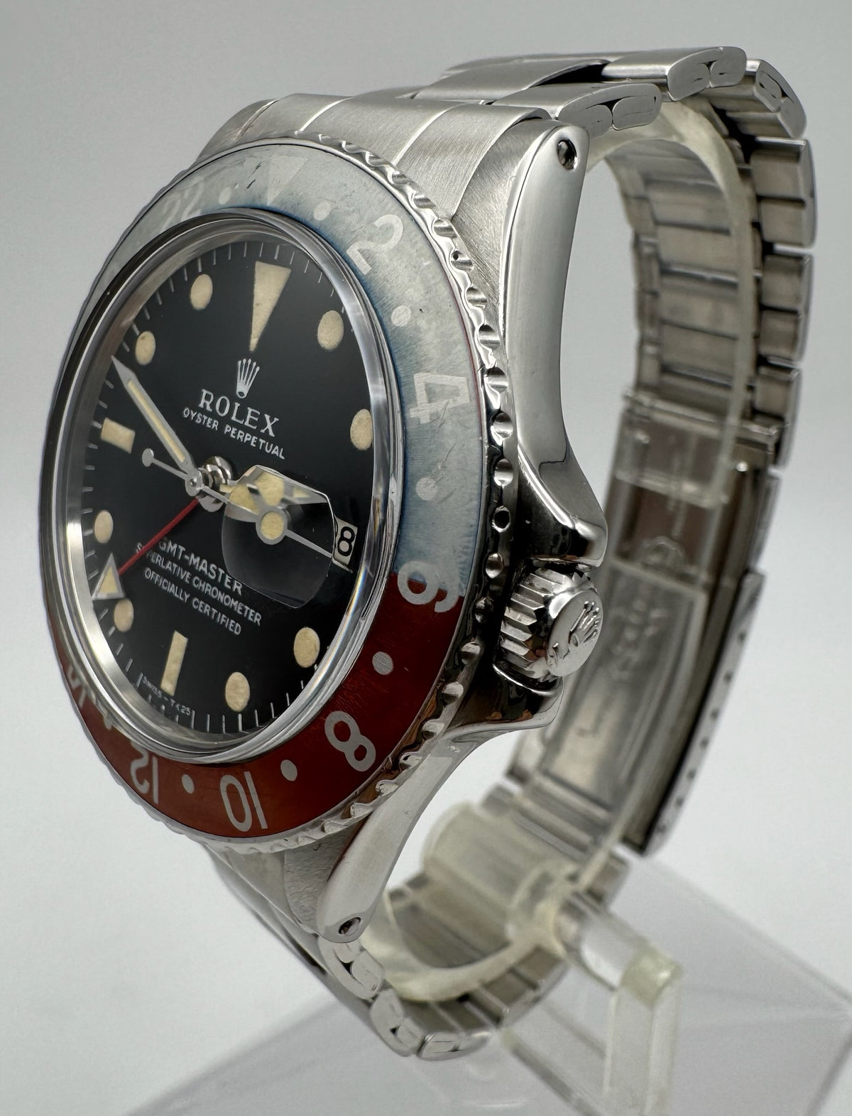 Rolex GMT-Master 1675 MK1 Long E Yellow Patina Faded Red Back Pepsi Insert 1970 (Full-Set/Serviced)