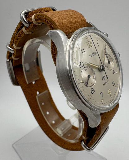Lemania HS9 Monopusher Chronograph "RAN" Royal Australian Navy White Dial Extremely Rare ~1958 (Serviced)