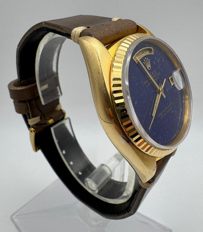 Rolex Day-Date 36 18038 Yellow Gold Aftermarket Real Lapis Lazuli Dial 1983 (Serviced)