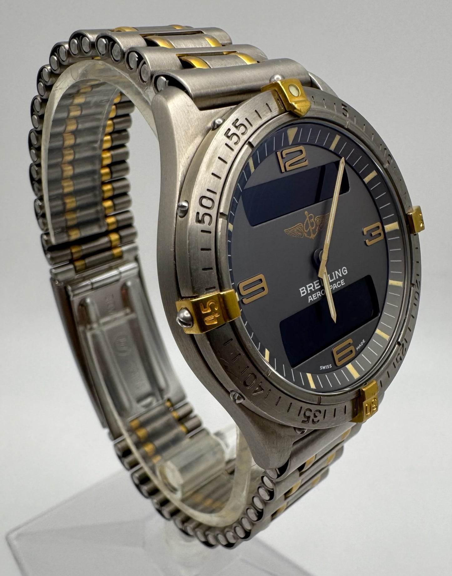 Breitling Aerospace Full Titanium Two Tone Grey Tritium Dial Yellow Patina Vintage 1995