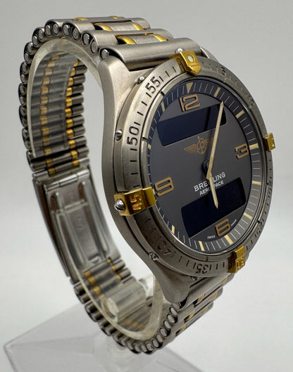Breitling Aerospace Full Titanium Two Tone Grey Tritium Dial Yellow Patina Vintage 1995