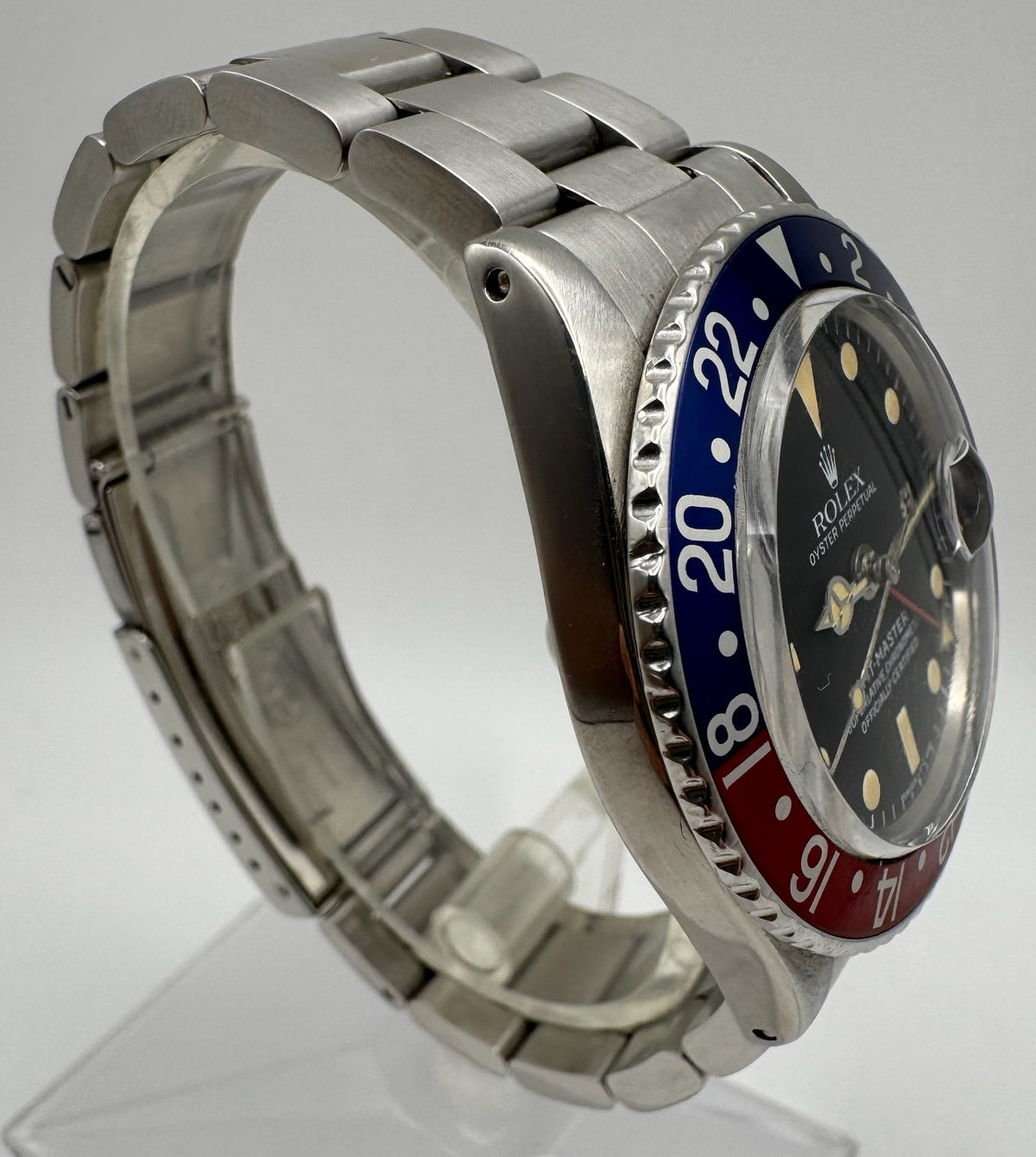 Rolex GMT-Master 1675 Pepsi Matte Tritium Dial Yellow Patina Vintage 1970
