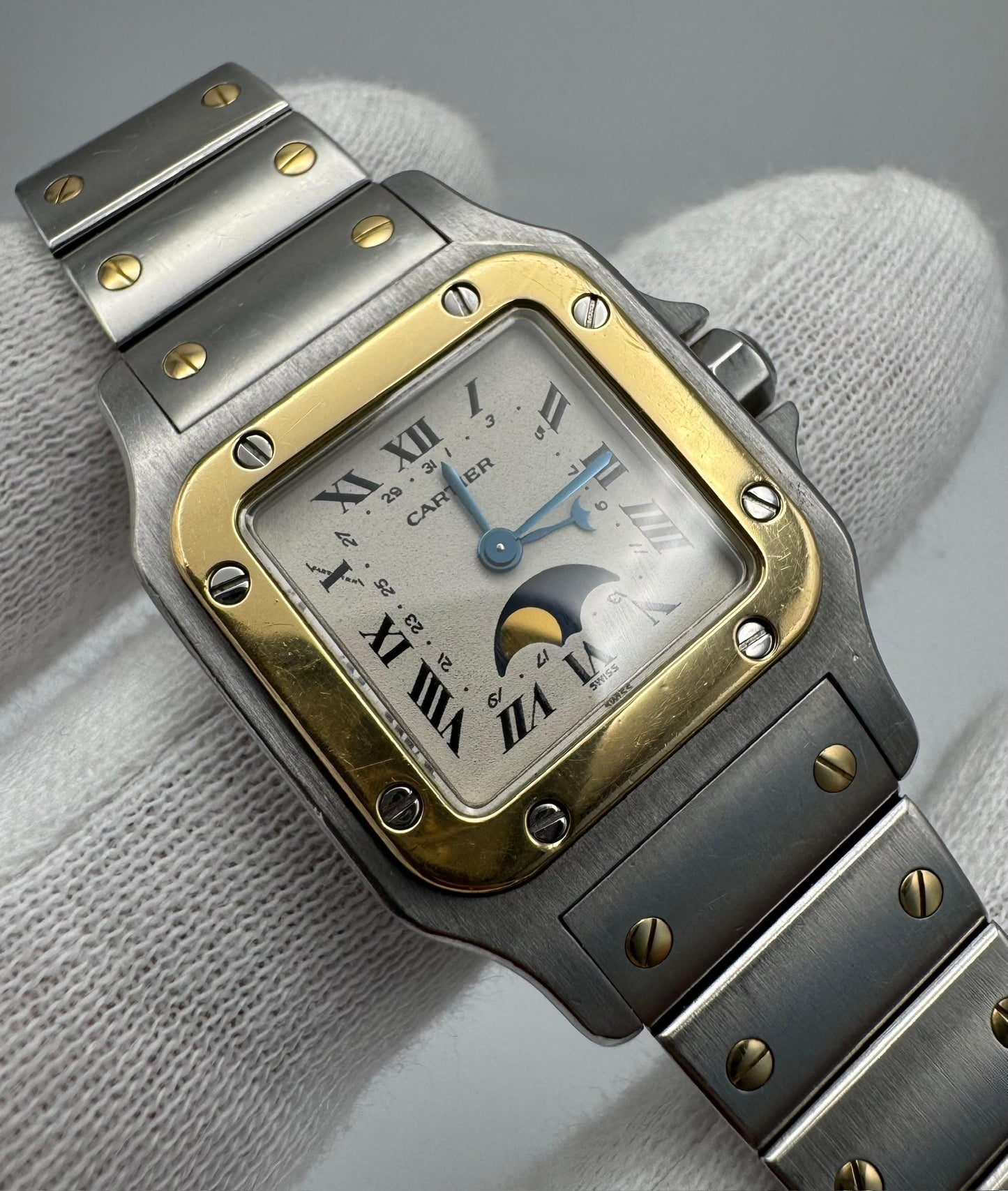 Cartier Santos Galbée Two-Tone Moonphase/Date 24x32mm Quartz 1998 (Unpolished)