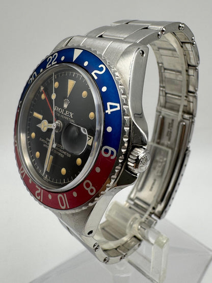 Rolex GMT-Master 1675 PCG Gilt Chapter Ring Oyster Riveted Pepsi Red Back 1961 (Full-Set/Unpolished)