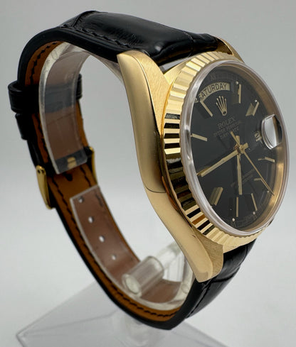 Rolex Day-Date 18038 Black Dial Sharp Lugs 1984 (Serviced)