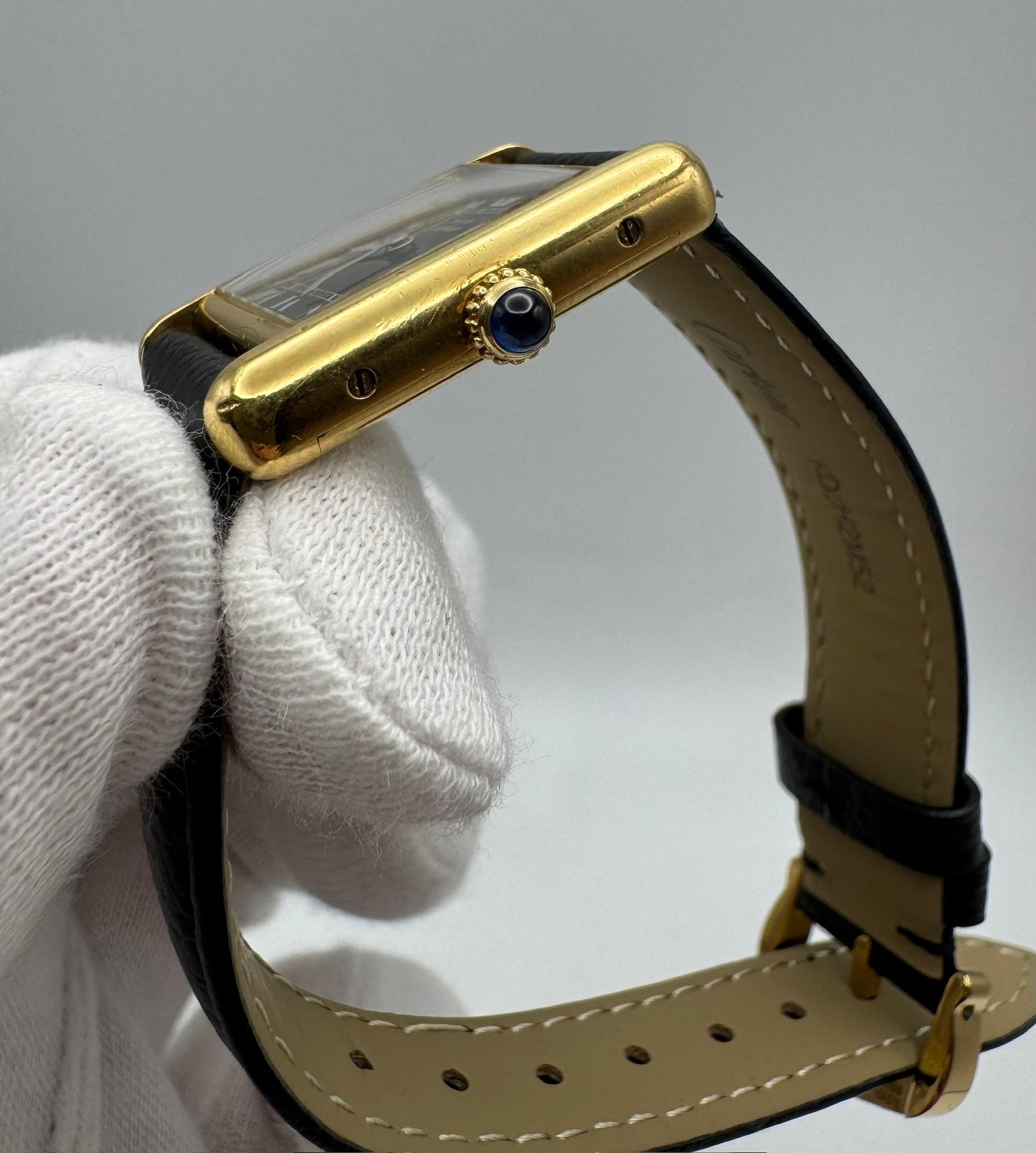 Cartier Tank Vermeil Gold Plated Black Roman Dial 1990 (Unpolished/Serviced)