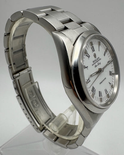 Rolex Air King 14000 White Roman Dial U Serial 1998 (Full-Set)
