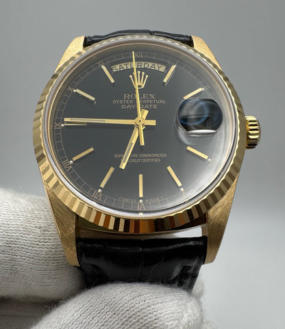 Rolex Day-Date 18038 Black Dial Sharp Lugs 1984 (Serviced)