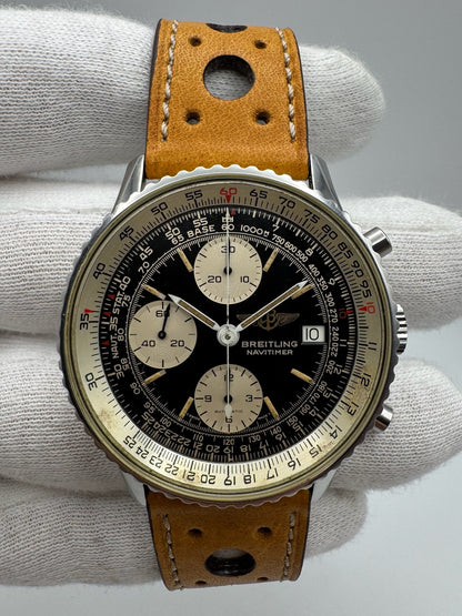 Breitling Old Navitimer Steel Automatic Chronograph Black Tritium Dial Patina 1985