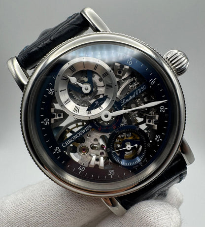 Chronoswiss Régulateur Flying Grand Regulator 44 Steel Manual Skeleton Dial Blue Bridges Ltd 30 Pieces (Unpolished)