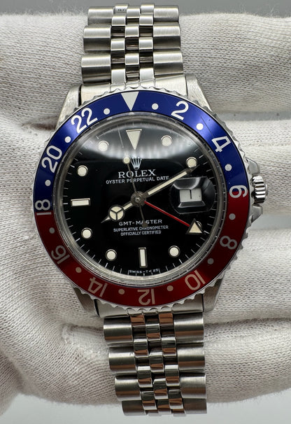 Rolex GMT-Master 16750 Pepsi Black Glossy Dial 1983 (Serviced)