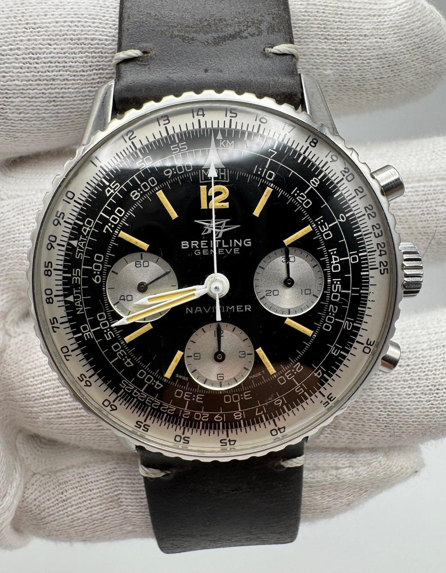 Breitling Navitimer 806 Vintage Steel Yellow Patina 1970 (Serviced)