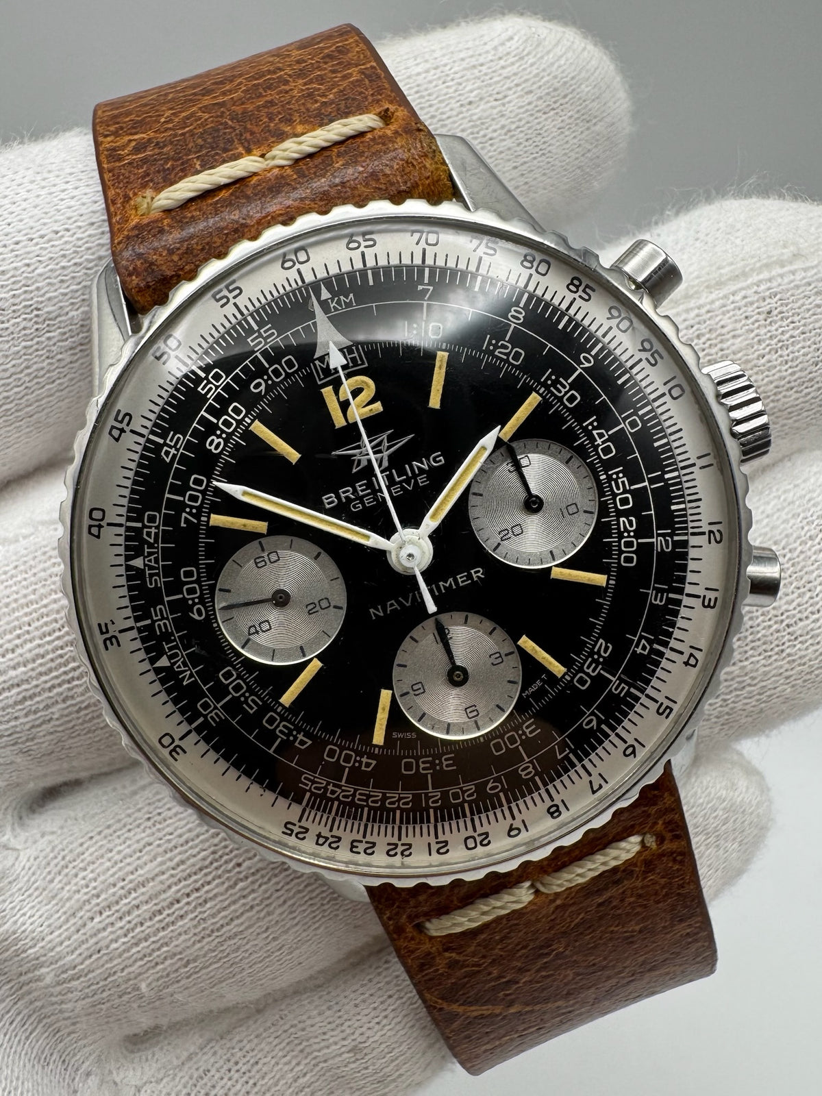 Breitling Navitimer 806 Twin Jets Chronograph Yellow Patina Vintage 1965 (Serviced)