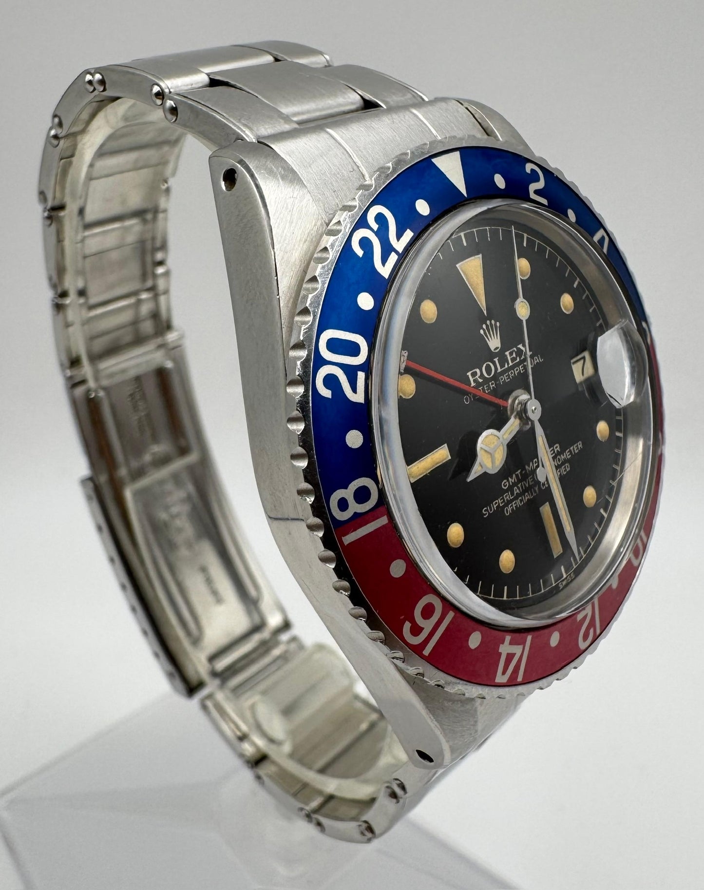 Rolex GMT-Master 1675 PCG Gilt Chapter Ring Oyster Riveted Pepsi Red Back 1961 (Full-Set/Unpolished)
