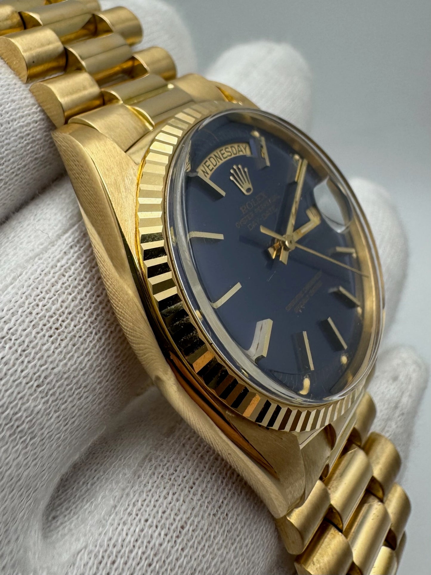 Rolex Day-Date 36 1803 Full Gold 18K Rare Blue Dial 1970 (Full-Set/Serviced)