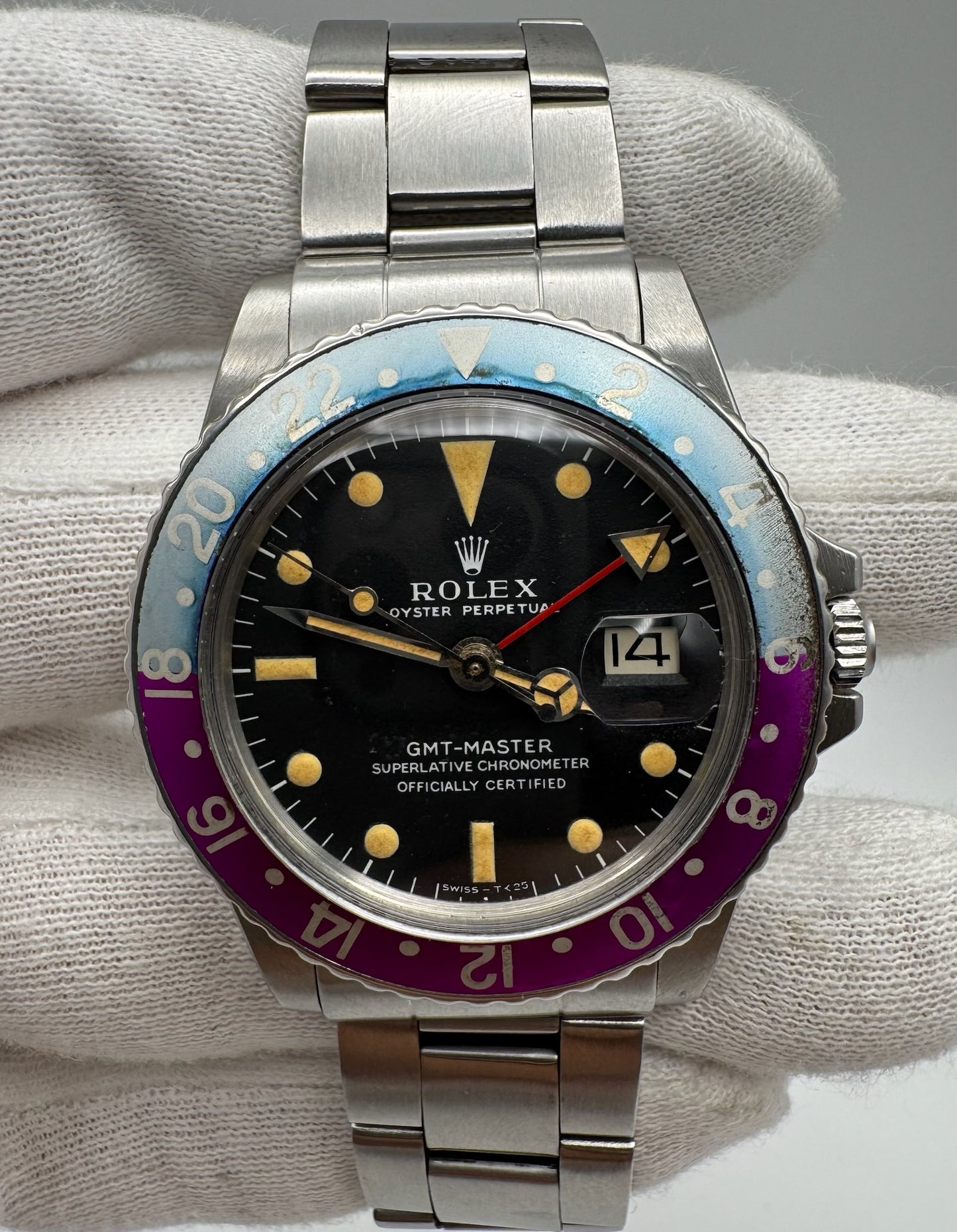 Rolex GMT-Master 1675 MK1 Long E Pumpkin Zinc Sulfide Lume Fuchsia Insert 1968