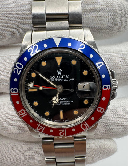 Rolex GMT-Master 16750 Pepsi Bezel Pumpkin Patina 1985 (Serviced)