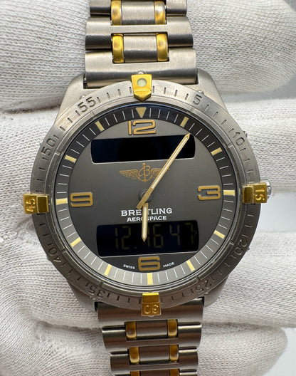 Breitling Aerospace Full Titanium Two Tone Grey Tritium Dial Yellow Patina Vintage 1995