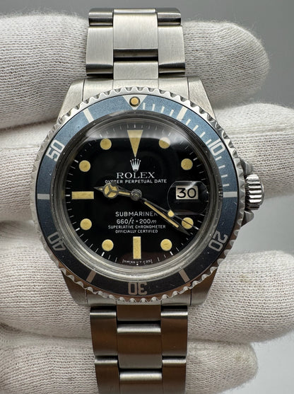 Rolex Submariner Date 1680 MK2 Yellow Patina Blue Insert 1979 (Serviced)