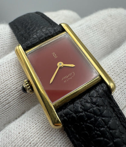 Cartier Tank Vermeil Gold Plated Rare Coral Dial 90s (Unpolished/Serviced)