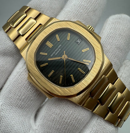 Patek Philippe Nautilus 3800J 18K Yellow Gold Blue Sigma Dial 1984