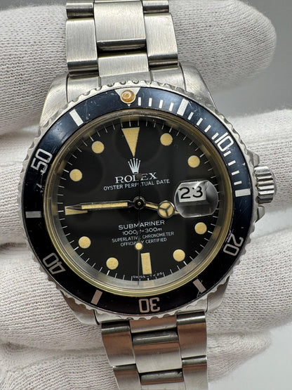 Rolex Submariner Date 16800 Matte Dial Heavy Patina 1982 (Full-Set/Unpolished/Serviced)