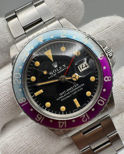 Rolex GMT-Master 1675 MK1 Long E Pumpkin Zinc Sulfide Lume Fuchsia Insert 1968