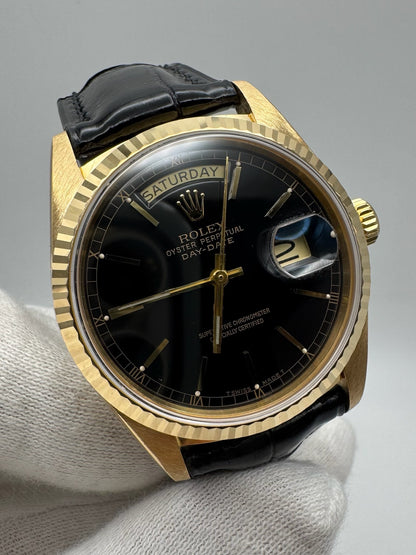 Rolex Day-Date 18038 Black Dial Sharp Lugs 1984 (Serviced)