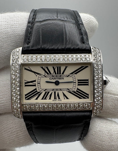 Cartier Tank Divan W6300655 Large Model 30x38mm Steel Diamond Set 2006 (Full-Set/Unpolished)