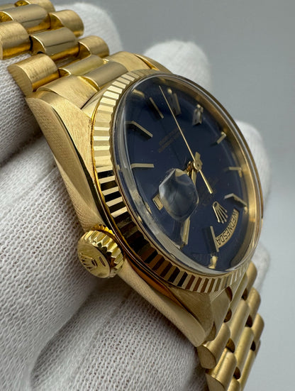 Rolex Day-Date 36 1803 Full Gold 18K Rare Blue Dial 1970 (Full-Set/Serviced)