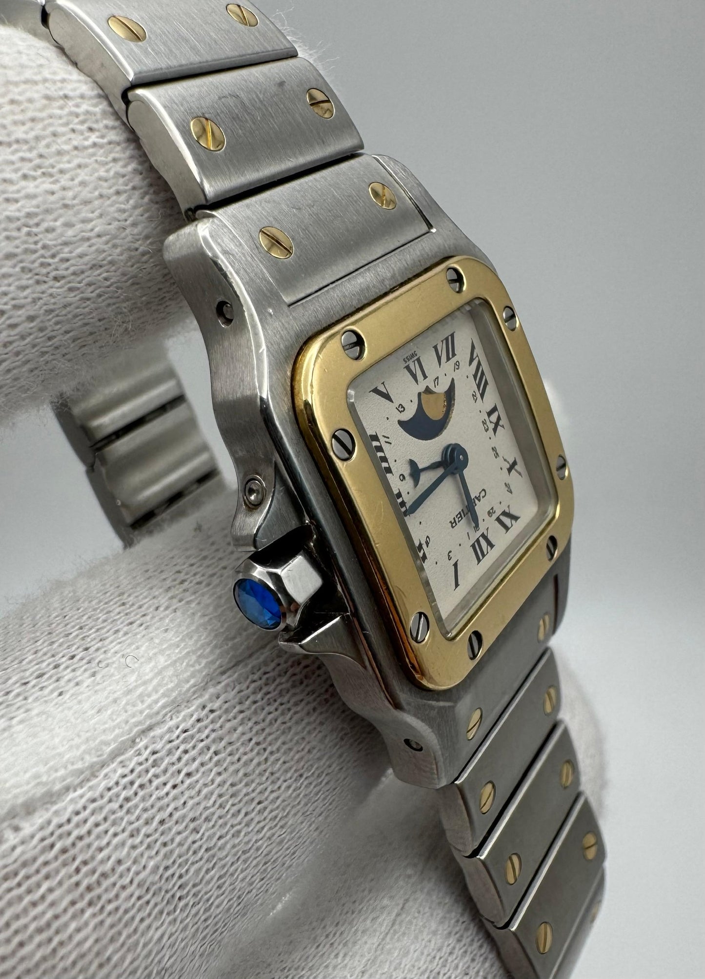 Cartier Santos Galbée Two-Tone Moonphase/Date 24x32mm Quartz 1998 (Unpolished)