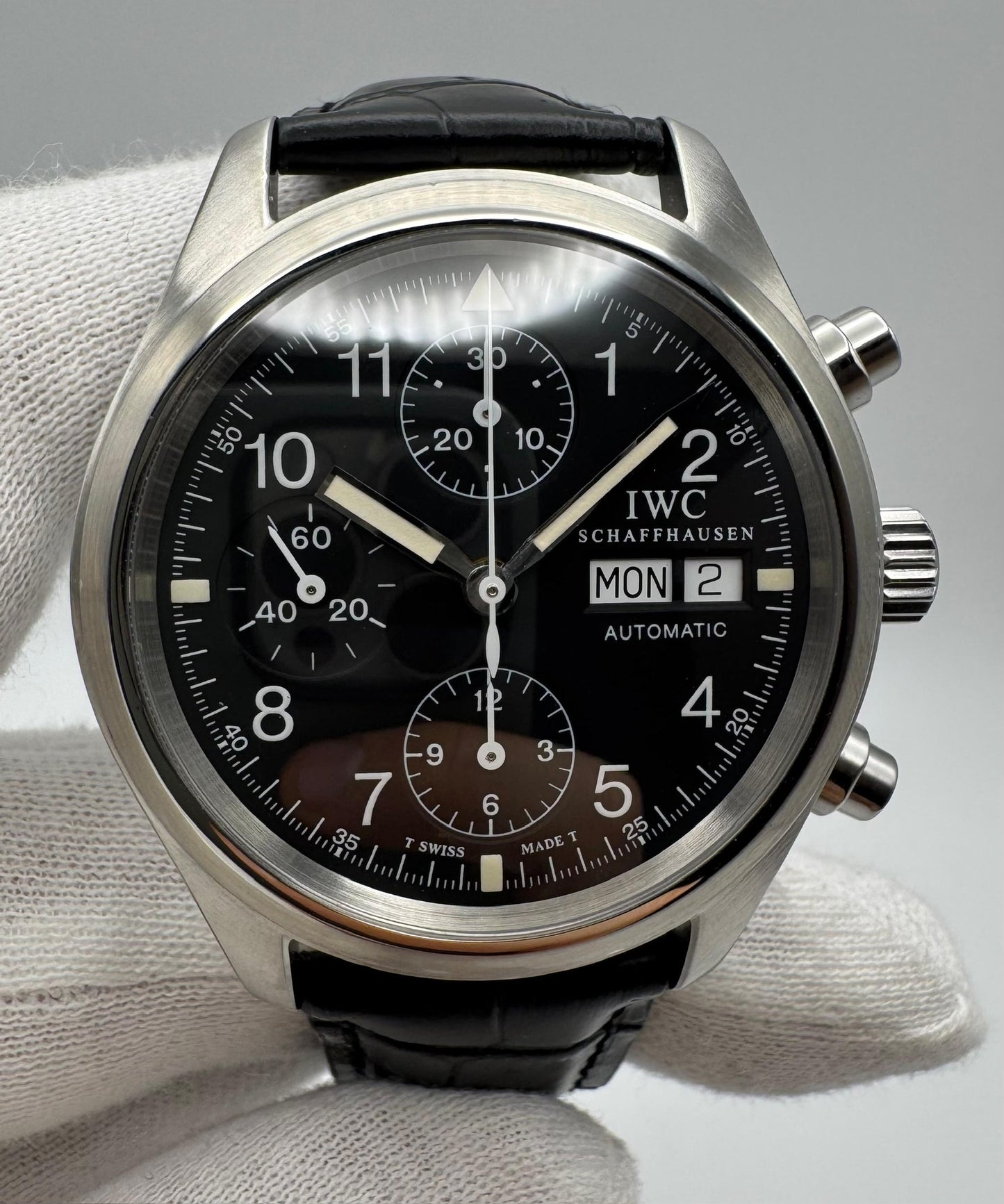 IWC Pilot Chronograph IW3706 Black Tritium Dial 1997 (Papers)