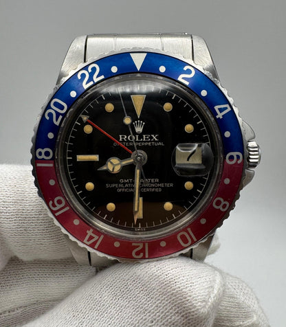 Rolex GMT-Master 1675 PCG Gilt Chapter Ring Oyster Riveted Pepsi Red Back 1961 (Full-Set/Unpolished)