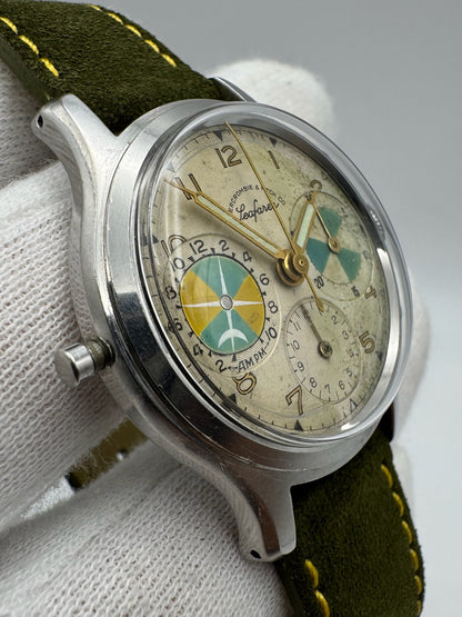 Abercrombie & Fitch Seafarer 2444 Vintage Silver Dial Chronograph ~1950 (Unpolished)