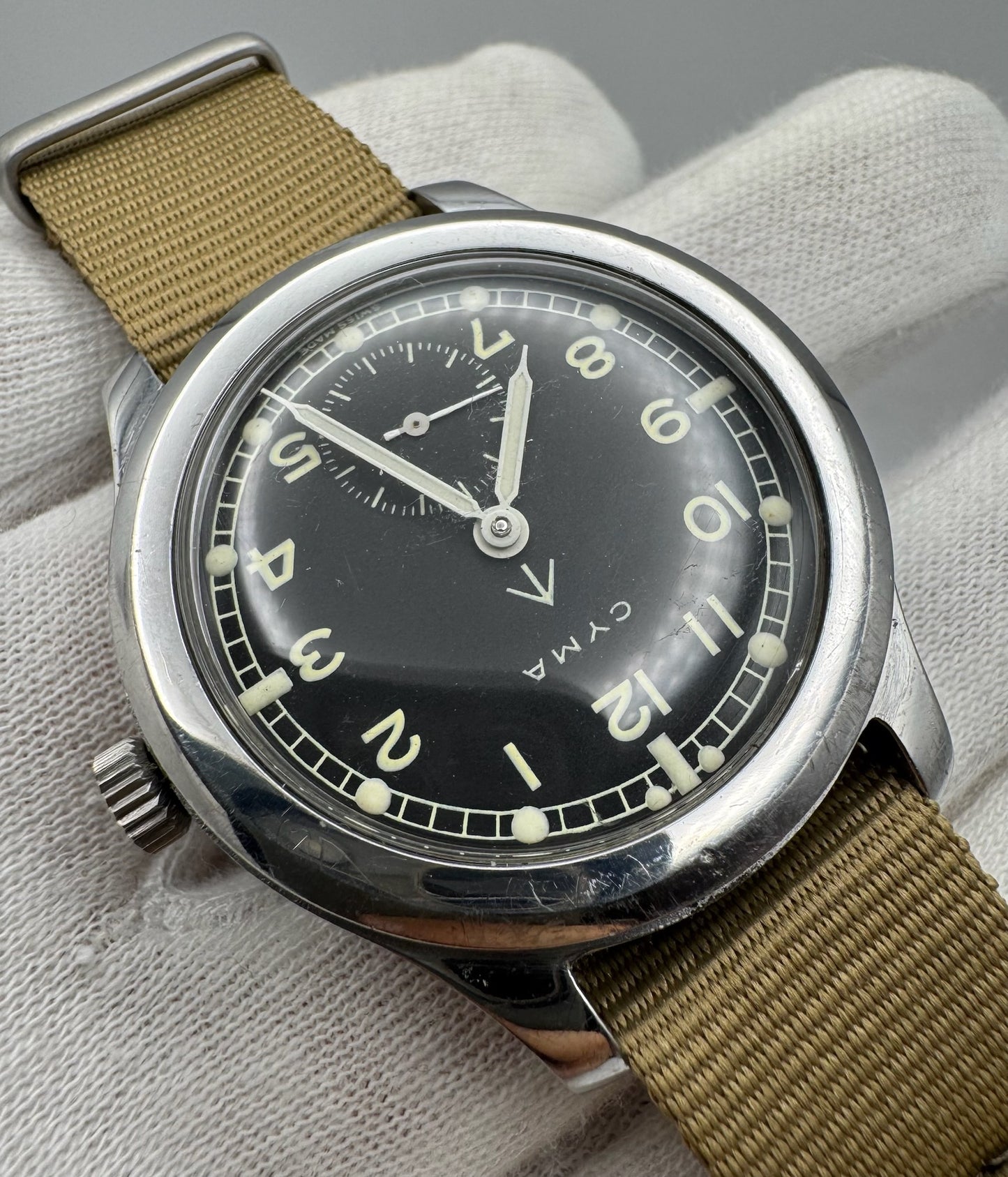 Cyma Dirty Dozen WWII Military 38 Service Dial 1943 (Unpolished)