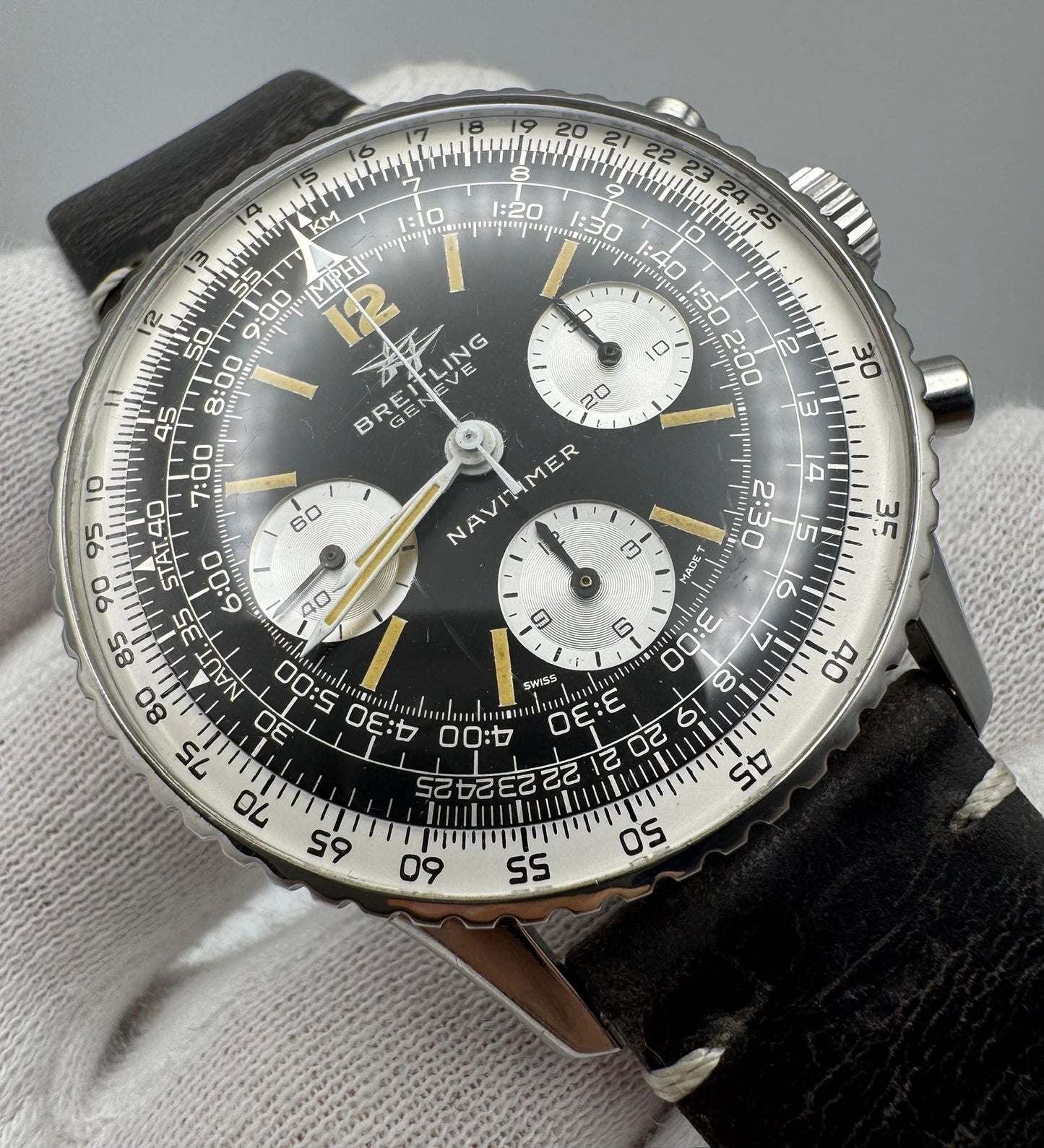 Breitling Navitimer 806 Vintage Steel Yellow Patina 1970 (Serviced)