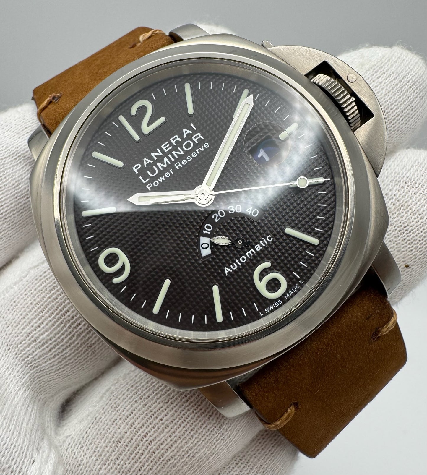 Panerai Luminor Power Reserve PAM57 Titanium Tobacco Dial Very Rare 2000 (Full-Set/Unpolished)