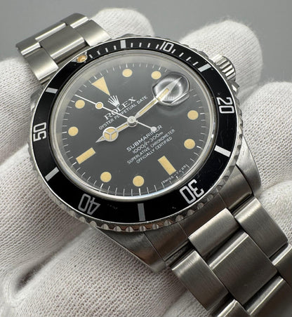 Rolex Submariner Date 16800 Matte Dial Yellow Patina 1986 (Full-Set/Serviced)