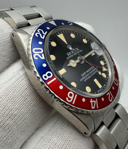 Rolex GMT-Master 1675 Pepsi Matte Tritium Dial Yellow Patina Vintage 1970