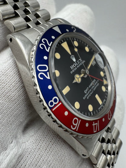 Rolex GMT-Master 1675 MK5 Pepsi Jubilee Yellow Patina 1978 (Serviced)