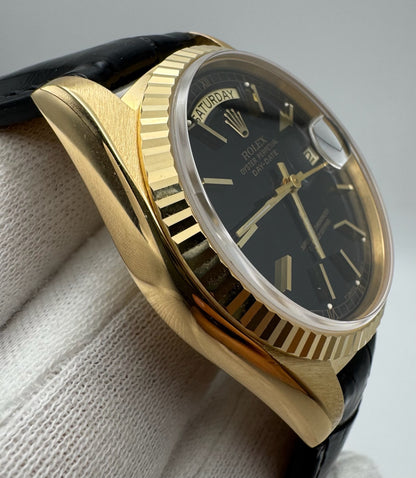 Rolex Day-Date 18038 Black Dial Sharp Lugs 1984 (Serviced)