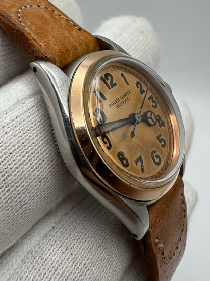 Rolex Oyster Royal 3121 Salmon Dial Arabic Numerals Two-Tone Vintage 1940s (Unpolished/Serviced)