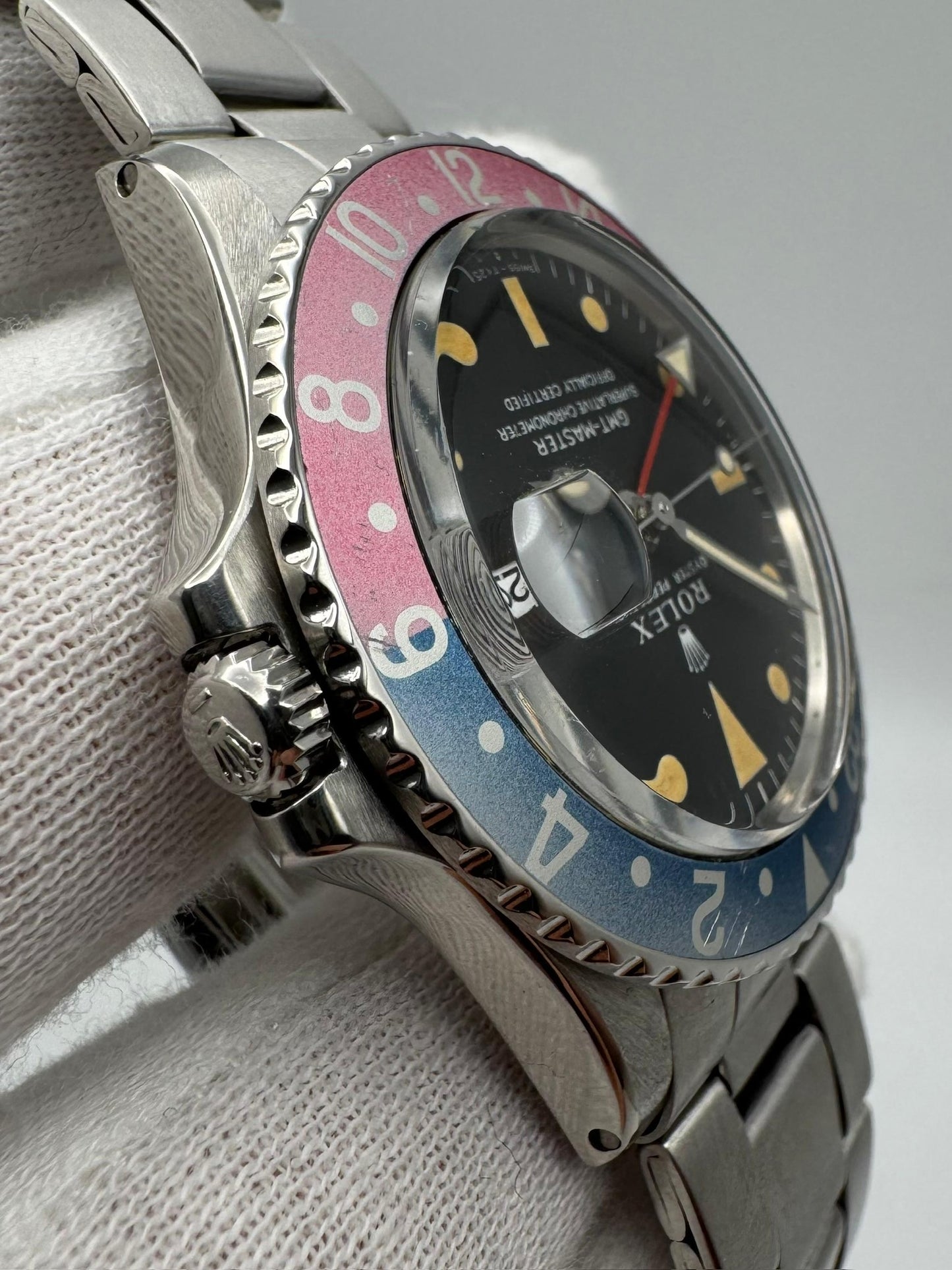 Rolex GMT-Master 1675 MK1 Long E Yellow Patina Red Back Faded Pepsi Insert 1970 (Serviced)